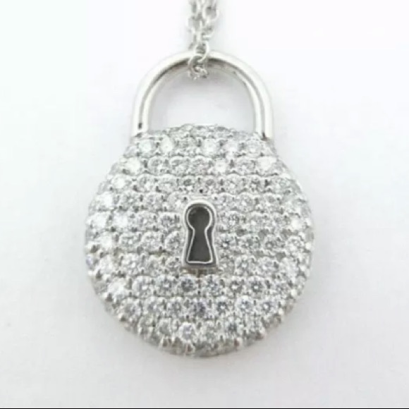 TIFFANY & CO ROUND PAVE DIAMOND LOCK NECKLACE - Picture 9 of 16